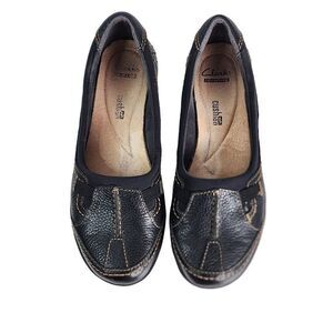 Clark's Black Soft Cushion Leather Slip On Size 7.5 Women's Shoes